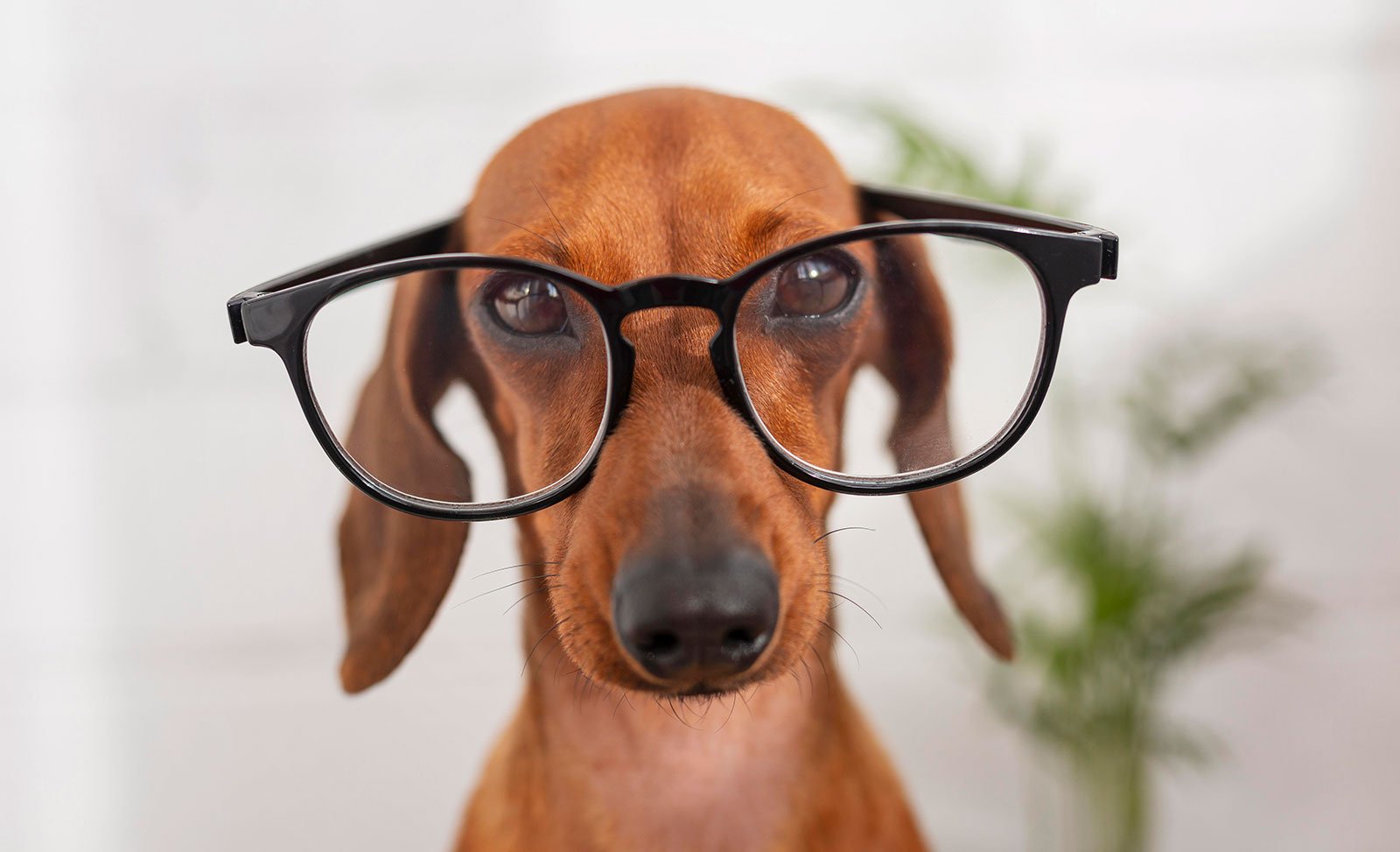 Cachorro usando óculos
